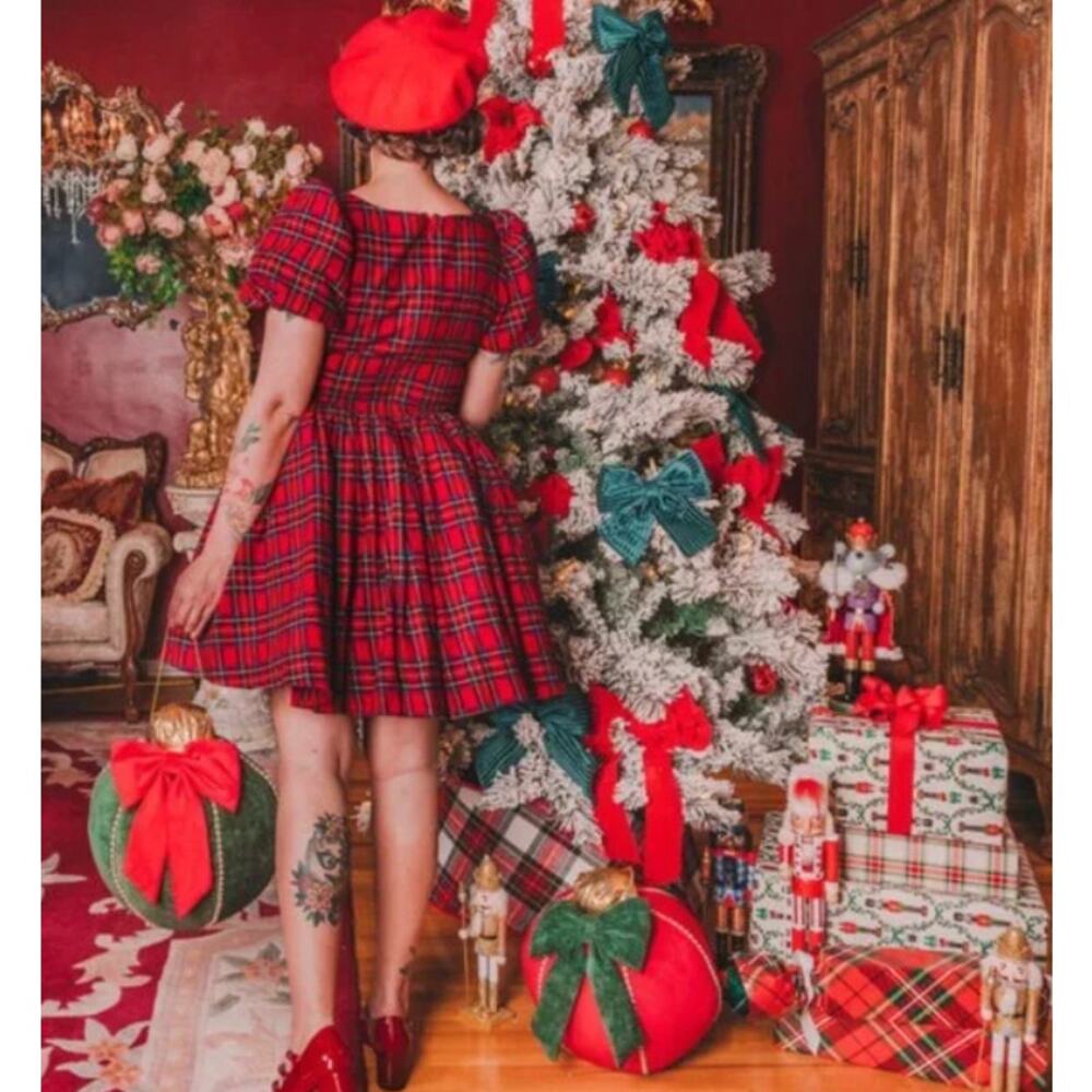 Ivy City Co x Courtney Keiko Nutcracker Holiday Red Plaid Dress Womens Size 2 - Picture 2 of 14